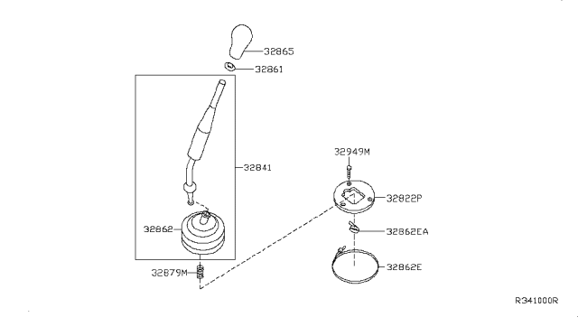 2008 Nissan Frontier Lever Assembly - Control Diagram for 32839-EA20B