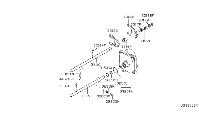 2014 Nissan Frontier Transfer Shift Lever,Fork & Control Diagram 2