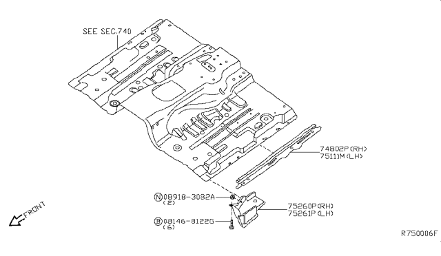 2017 Nissan Frontier Member Assy-Front Side,LH Diagram for G5111-9BMMB