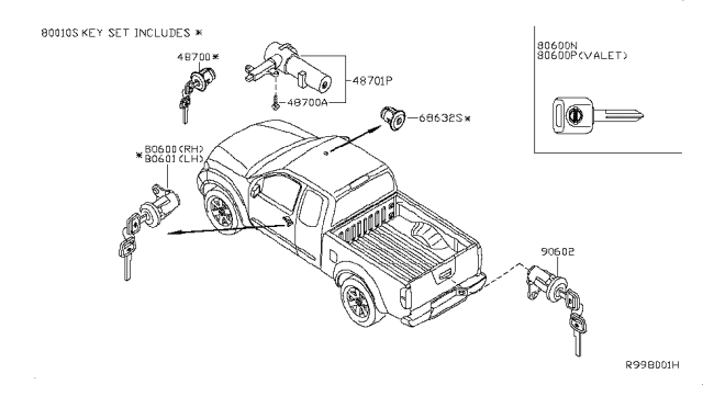 2007 Nissan Frontier Key Set & Blank Key Diagram 2