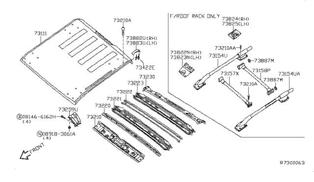 2008 Nissan Frontier Roof Panel & Fitting Diagram 2