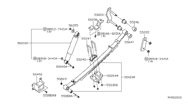 2018 Nissan Frontier Shock Absorber Kit-Rear,RH Diagram for 56200-ZL40A