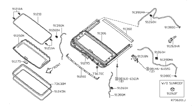 2006 Nissan Frontier Sun Roof Parts Diagram 1