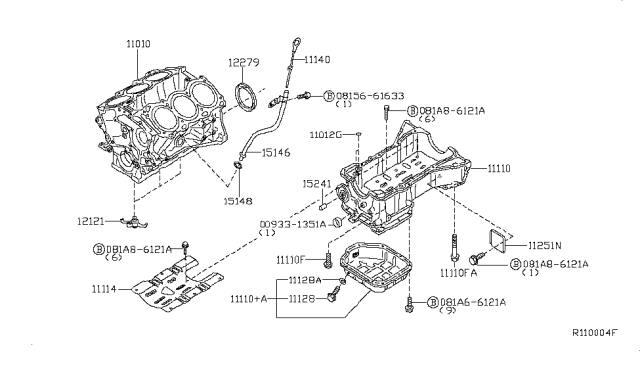 2010 Nissan Frontier Cylinder Block & Oil Pan Diagram 1