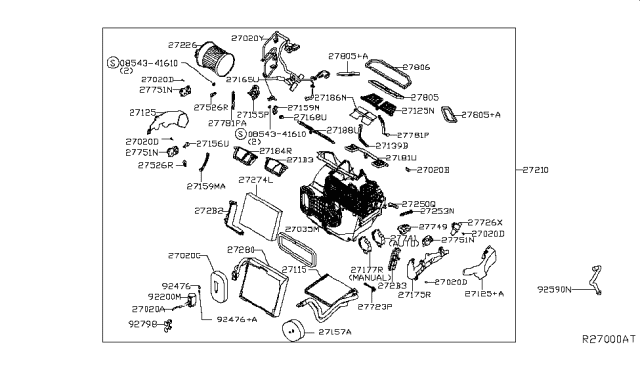 2017 Nissan Rogue Hybrid Heater & Blower Unit Diagram
