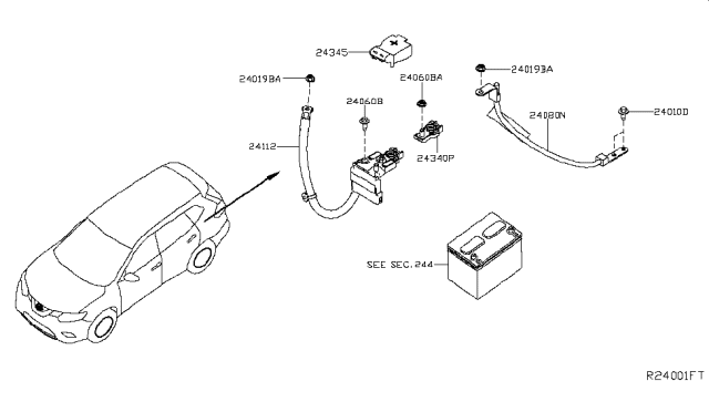 2017 Nissan Rogue Cable-Battery To Body Diagram for 24080-4BA6A