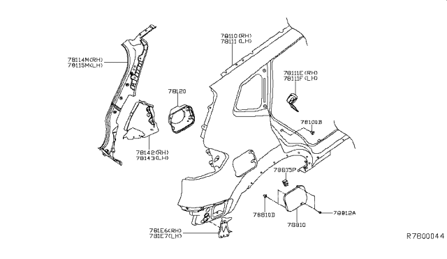 2017 Nissan Rogue Hybrid Rear Fender & Fitting Diagram