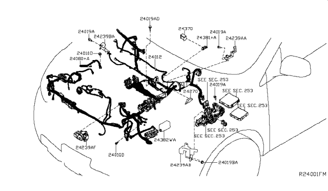 2019 Nissan Rogue Harness Assy-Engine Room Diagram for 24012-7FL9C