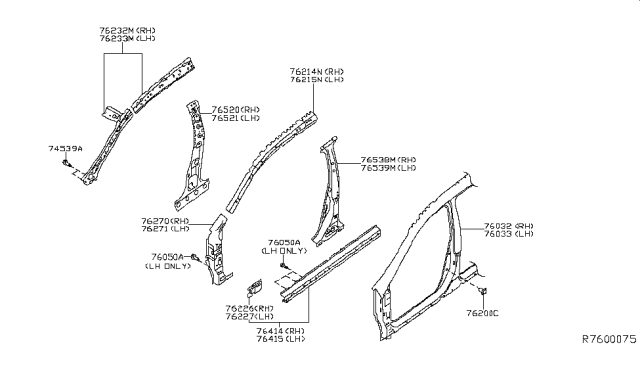 2017 Nissan Rogue Hybrid Body Side Panel Diagram 1