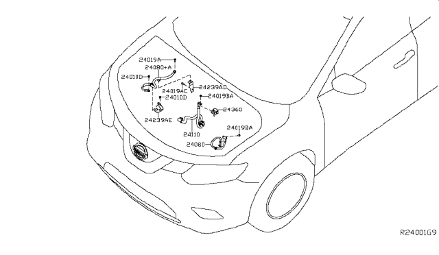 2017 Nissan Rogue Cable Assy-Battery To Starter Motor Diagram for 24110-4BA5A