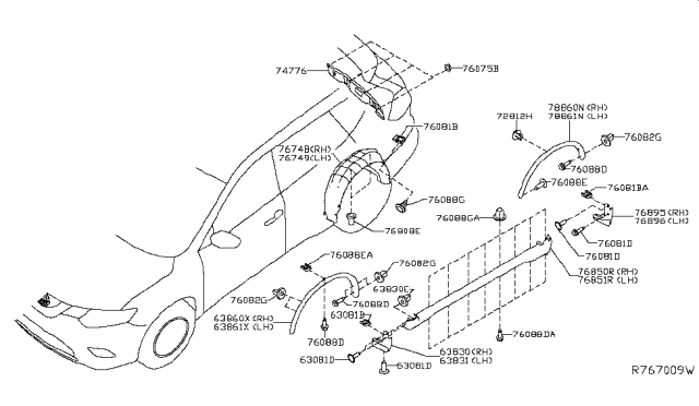 2017 Nissan Rogue Hybrid Body Side Fitting Diagram 1
