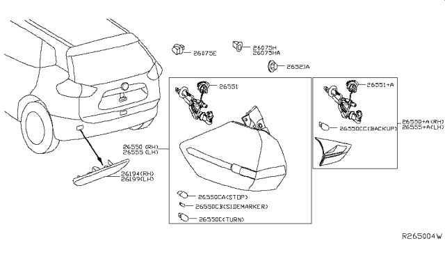 2017 Nissan Rogue Hybrid Rear Combination Lamp Diagram