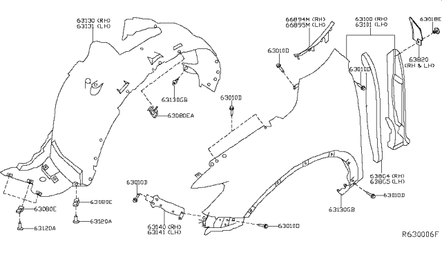 2018 Nissan Rogue Front Fender & Fitting Diagram 1