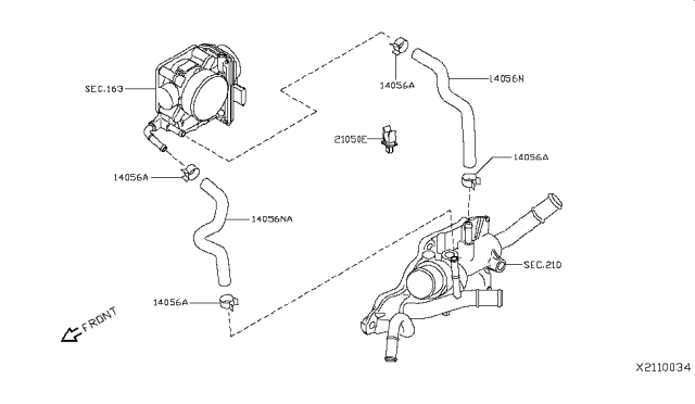 2017 Nissan Rogue Hybrid Water Hose & Piping Diagram 1
