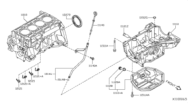 2017 Nissan Rogue Hybrid Cylinder Block & Oil Pan Diagram 4
