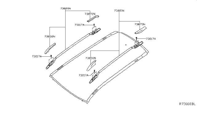 2019 Nissan Rogue Roof Panel & Fitting Diagram 1