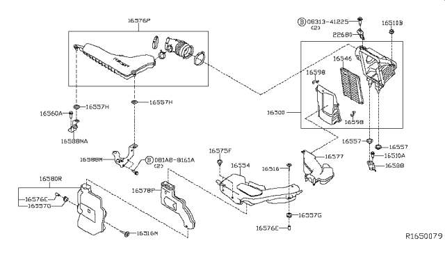 2018 Nissan Rogue Air Cleaner Diagram for 16500-4BC1A