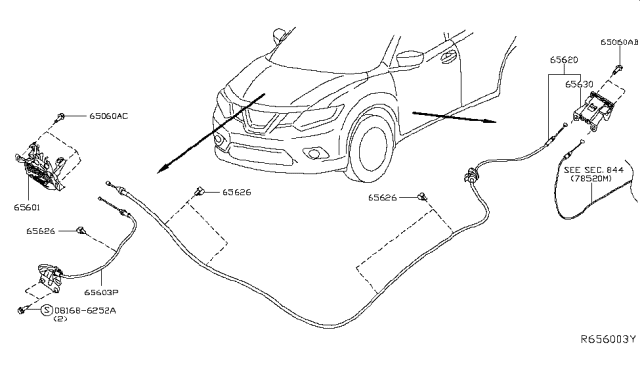2017 Nissan Rogue Hybrid Hood Lock Control Diagram 1