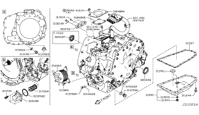 2019 Nissan Rogue Seal Oil-Differential Diagram for 38342-3VX0B