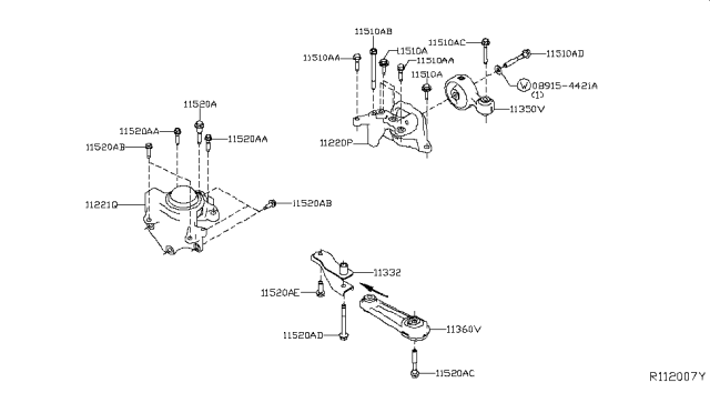 2018 Nissan Rogue Engine & Transmission Mounting Diagram 1