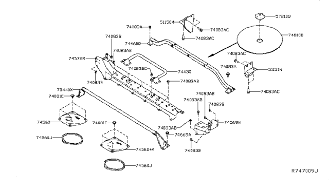 2018 Nissan Rogue Member Assy-Cross,4TH Diagram for 75440-4CE0A