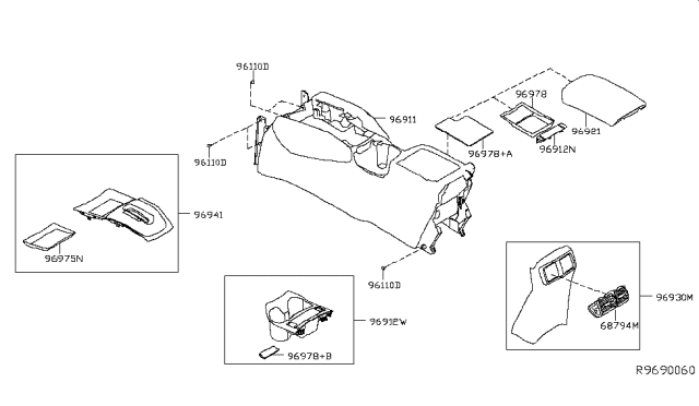 2018 Nissan Rogue Body-Console Diagram for 96911-6FL1C