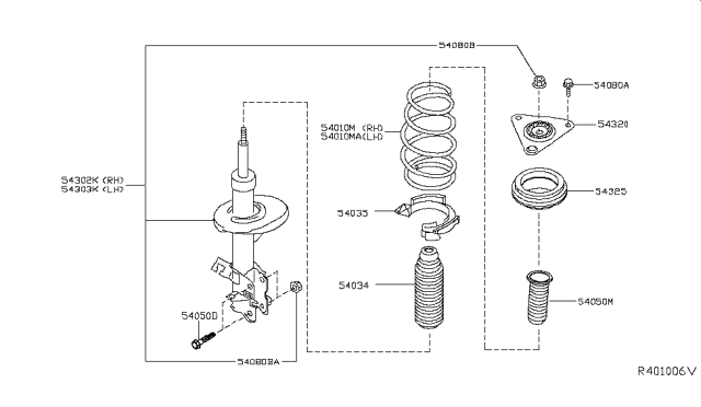 2018 Nissan Rogue Strut Kit-Front Suspension,LH Diagram for E4303-4BA2C