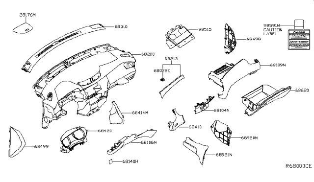 2019 Nissan Rogue Instrument Panel,Pad & Cluster Lid Diagram 2