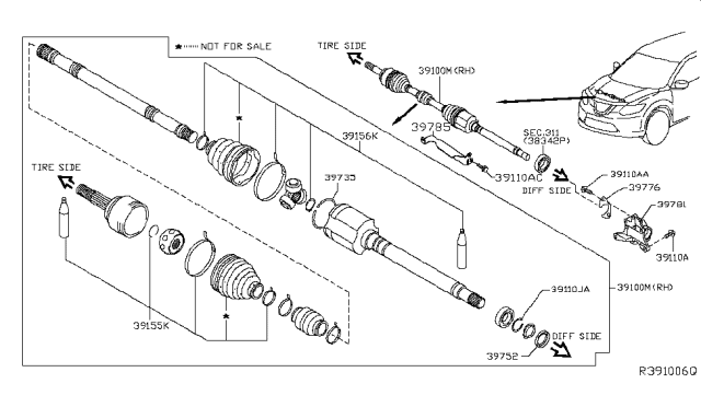 2017 Nissan Rogue Hybrid Front Drive Shaft (FF) Diagram 2