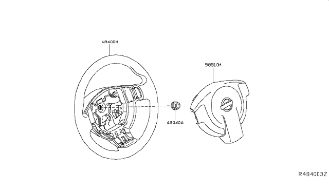 2017 Nissan Rogue Steering Wheel Assembly W/O Pad Diagram for 48430-6FL5B