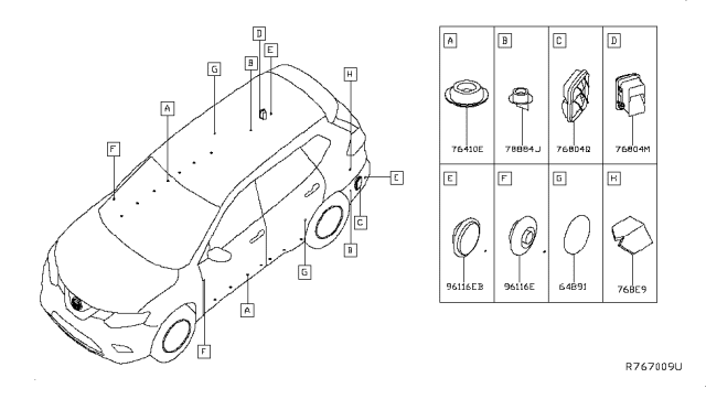 2017 Nissan Rogue Body Side Fitting Diagram 2