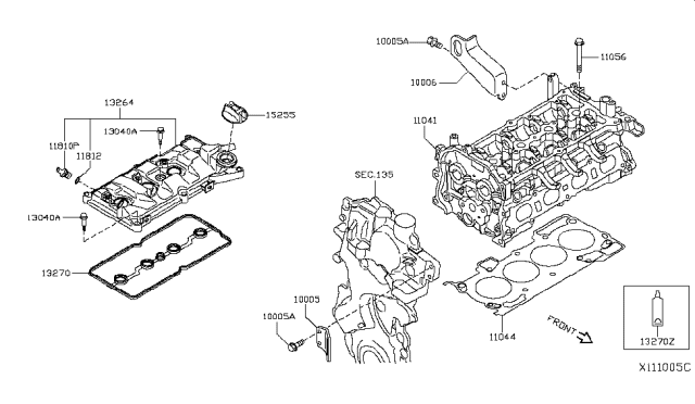 2017 Nissan Rogue Hybrid Cylinder Head & Rocker Cover Diagram 2