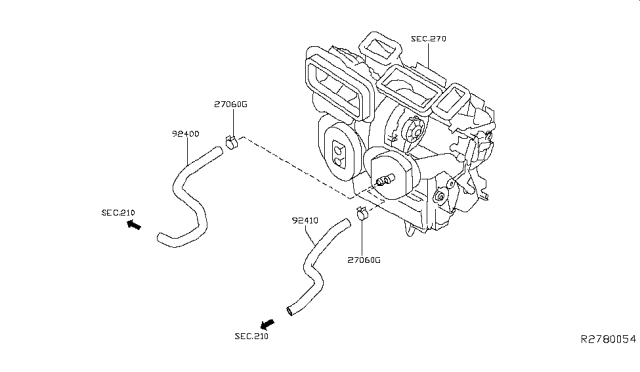 2019 Nissan Rogue Hose-Heater,Inlet Diagram for 92400-4BC5A