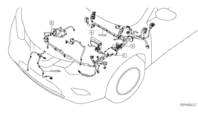 2018 Nissan Rogue Harness-Sub,Engine Room Diagram for 24079-6FM0A