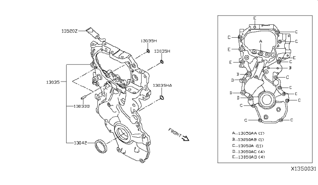 2017 Nissan Rogue Hybrid Front Cover,Vacuum Pump & Fitting Diagram 2