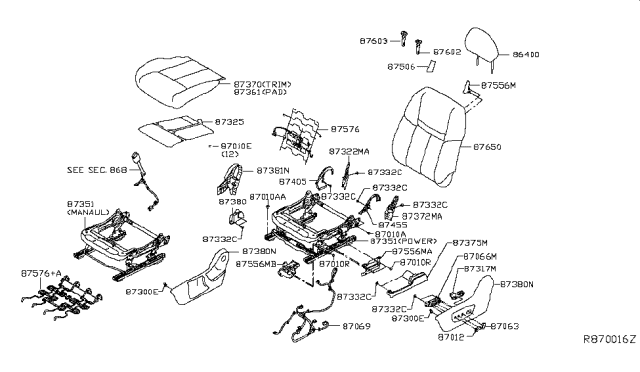 2017 Nissan Rogue Hybrid Front Seat Diagram 1