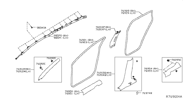 2018 Nissan Rogue Curtain Air Bag Passenger Side Module Assembly Diagram for 985P0-7FH8A