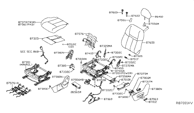 2017 Nissan Rogue Hybrid Front Seat Diagram 2