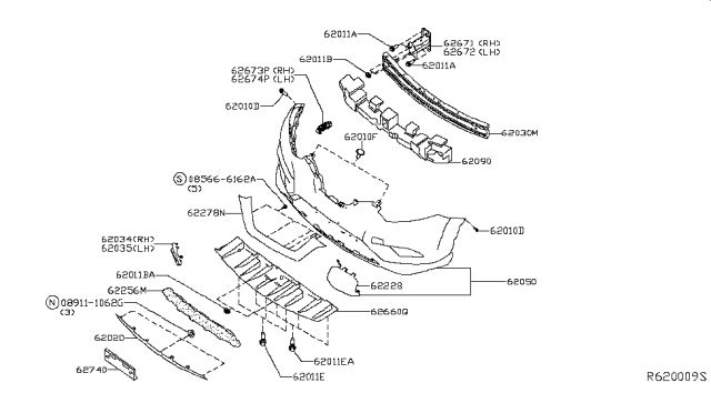 2017 Nissan Rogue Hybrid Front Bumper Diagram