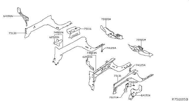 2017 Nissan Rogue Hybrid Member & Fitting Diagram 1