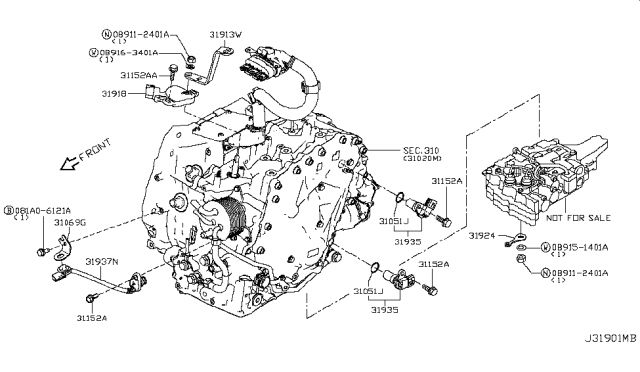 2018 Nissan Rogue Automatic Transmission Gear Position Sensor Diagram for 31918-3VX0C