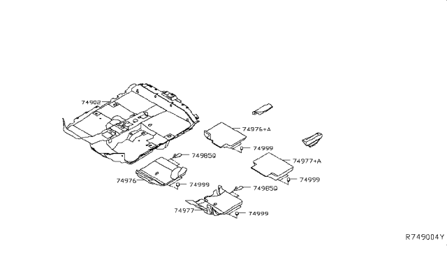 2019 Nissan Rogue Carpet-Floor,Front Diagram for 74902-9TC1B