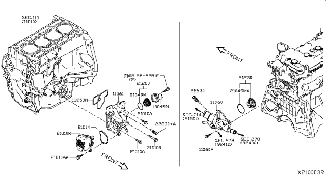 2019 Nissan Rogue Hybrid Water Pump, Cooling Fan & Thermostat Diagram 2