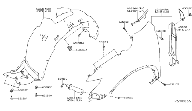 2018 Nissan Rogue Front Fender & Fitting Diagram 2