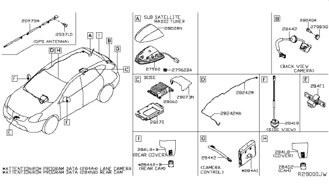 2017 Nissan Rogue Feeder-Antenna Diagram for 28241-7FH1A