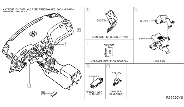 2019 Nissan Rogue Controller Assy-Warning Speaker Diagram for 284P1-7FL1C