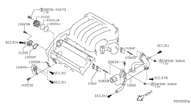2013 Nissan Altima Water Pump, Cooling Fan & Thermostat Diagram 1