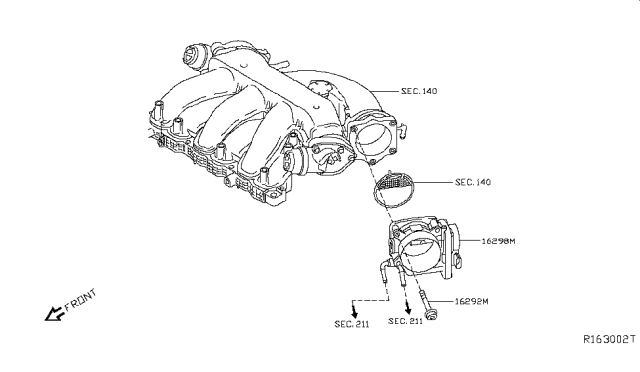 2016 Nissan Altima Throttle Chamber Assembly Diagram for 16119-3TA0A