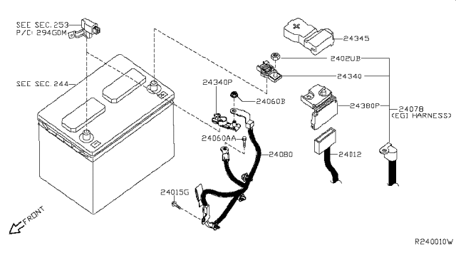 2018 Nissan Altima Cable Assy-Battery Earth Diagram for 24080-3NT0A