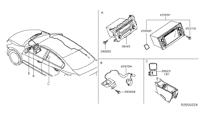 2014 Nissan Altima Control ASY-Navigation Diagram for 25915-3TA1C